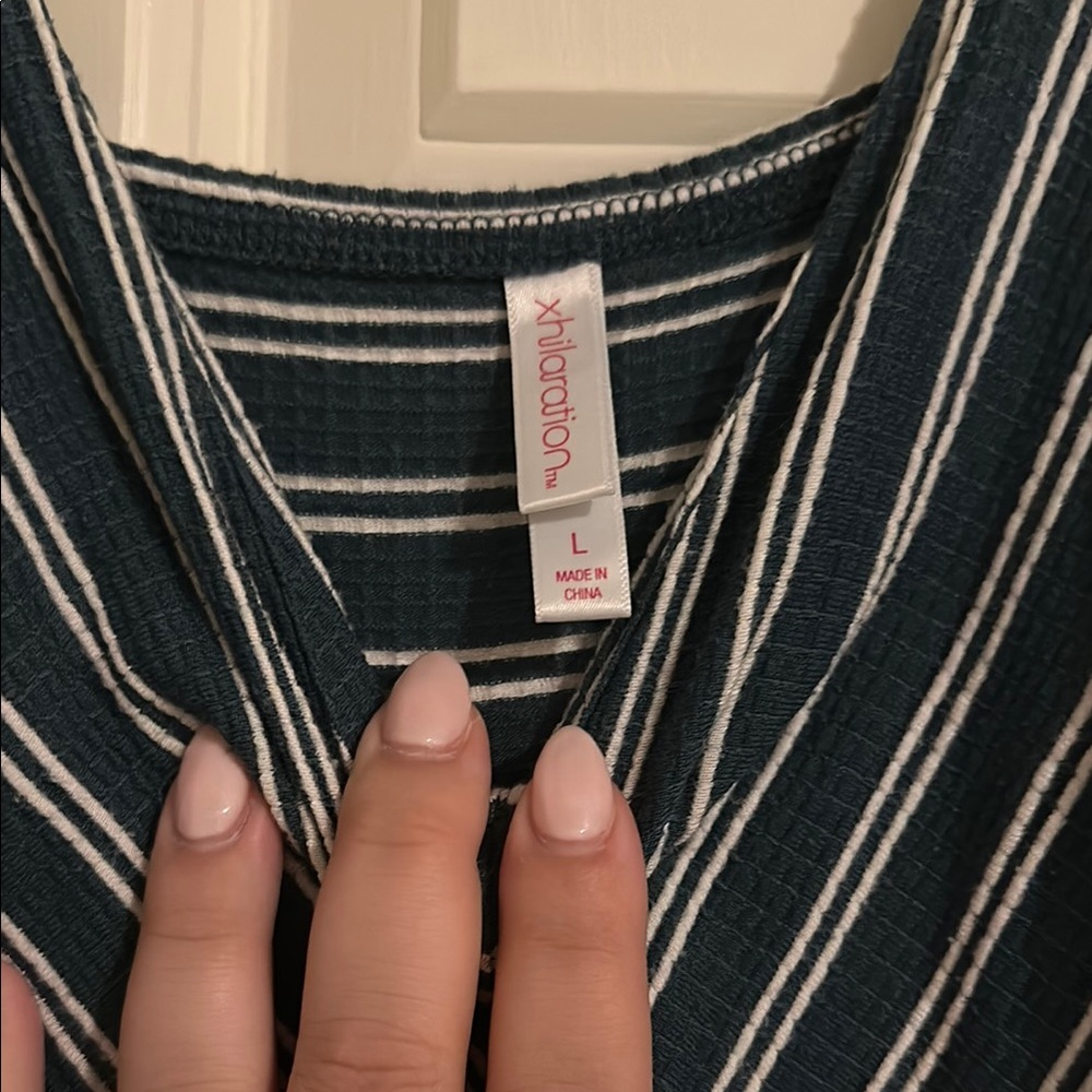 Xhilaration Navy and White Striped Jumpsuit - Picture 2 of 6